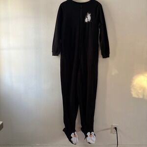 Nick & Nora Penguin Pajama One Piece Footed Fleece Pockets Black 
Adult L Sleep
